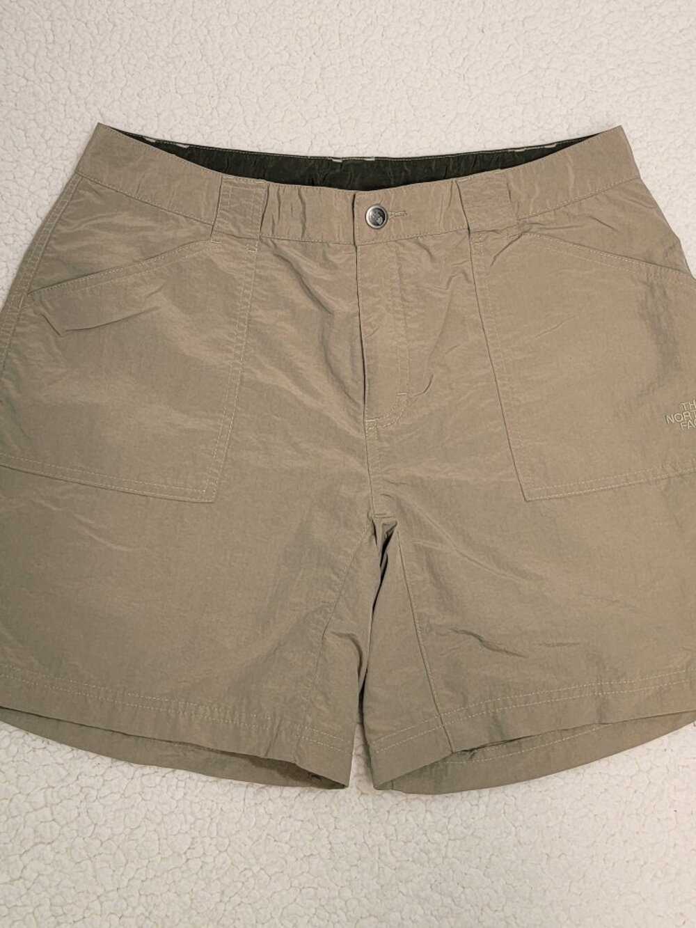 The North Face Womens Hiking Utility Shorts Size 12 Khaki Beige Nylon Cargo